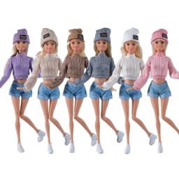 Fashion Doll Wool Coat with Shoes Hat DIY Accessories Doll Knitted Sweaters Pants Mini Winter Clothes for 1/6 BJD 28~30cm Dolls