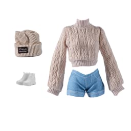Fashion Doll Wool Coat with Shoes Hat DIY Accessories Doll Knitted Sweaters Pants Mini Winter Clothes for 1/6 BJD 28~30cm Dolls