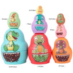 6 Layer Dinosaur Russian Nesting 8 Layer Animals Pattern Stacking Nesting Handmade Cartoon Stacking Cups Gams Chidlren Gifts