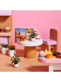 1/12 Dollhouse Miniature Potted Plant, Realistic Greenery & Flower Decor Model, Random 4pcs