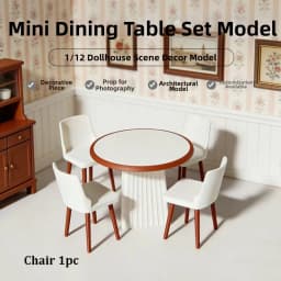 1:12 Dollhouse Miniature Furniture Mini Pretend Play White Dining Table Chairs Model Multistyles