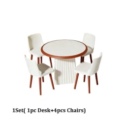 1:12 Dollhouse Miniature Furniture Mini Pretend Play White Dining Table Chairs Model Multistyles