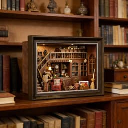 DIY Book Nook Kit 3D Wooden Puzzle LED Light Miniature Dollhouse Bookshelf Insert Photo Frame Ornament Friends Birthday Gifts