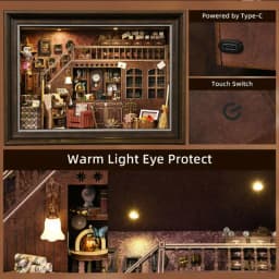 DIY Book Nook Kit 3D Wooden Puzzle LED Light Miniature Dollhouse Bookshelf Insert Photo Frame Ornament Friends Birthday Gifts