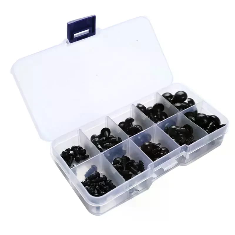 100Pcs/Set 6-12mm New Puppet Children Toy Eyes Plastic Safety Eye DIY For Anima