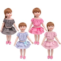 18 Inch Doll Girl Plaid Set, One or Two on Top, Fresh Color Matching Set, Fashionable Doll, Summer Minimalist Outfit Accessories