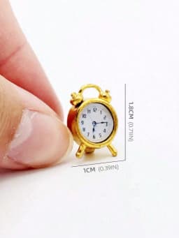 A Miniature Metal Clock for a Dollhouse: 1/12 Scale Realistic Bedroom Scene Decoration Model (Stickers Are Random)