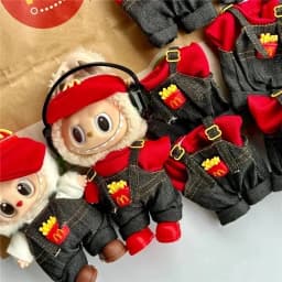 15 17cm For Labubu Doll Workwear Working Cosplay Clothes Fast Food Cola Fries Overalls Outfit Clothing Dollhouse Accessories