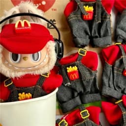 15 17cm For Labubu Doll Workwear Working Cosplay Clothes Fast Food Cola Fries Overalls Outfit Clothing Dollhouse Accessories