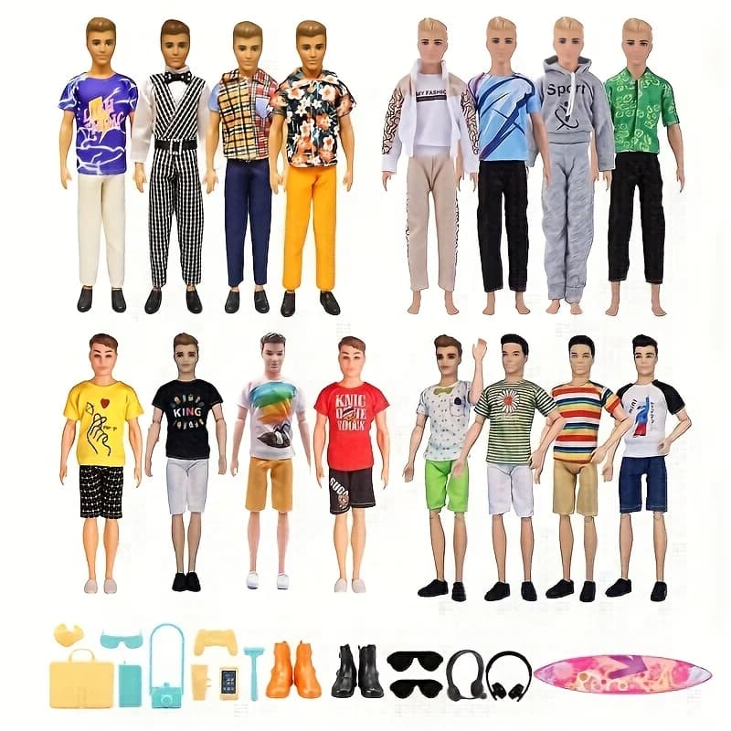 Ken Doll Clothes 48 Items / Lot 12 Inch Dolls Accessories Male Outfit Wear Man Shoes For 32cm Dolls Best Birthday Gifts