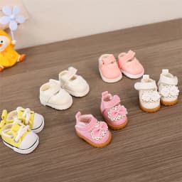 3.5cm Doll Canvas Shoes Leather Shoes For 15 17 cm For Labubu Doll Mini 1/6 BJD OB27 10cm Cotton Doll Clothing Outfit Accessory