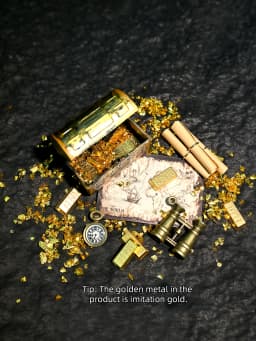 A Miniature Pirate-Style Treasure Hunting Ornament, Imitation Gold, 1/6, 1/12 Scale Dollhouse Decoration, Model House Accessories, Photography Props, Micro-Landscape Ornament, Small Gift, Giveaway, Home Decoration