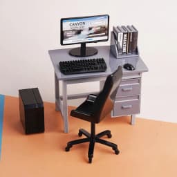 HOT! 1 Set 1/12 Dollhouse Miniature Computer Keyboard Desk Chair Kit Home Study Room Furniture Decor Micro Scene Props