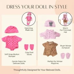 For 12 Inch 30cm Baby Reborn Dolls Outfits Clothes Carry Cot Cartoon Bear Winter Pajamas Jumpsuit Plush Clothing Accessories