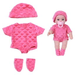 For 12 Inch 30cm Baby Reborn Dolls Outfits Clothes Carry Cot Cartoon Bear Winter Pajamas Jumpsuit Plush Clothing Accessories