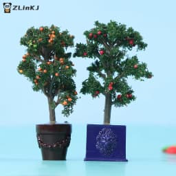 ▶1Pc 1:12 Dollhouse Miniature Potted Fruit Trees Simulation Potted Plants Doll Decor