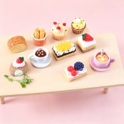 1:12 Scale Dollhouse Miniature Food 10Pcs Resin Breakfast Bread Cake Coffee Accessories