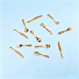 12Pcs 1:12 Scale Mini Dollhouse Cutlery Set, Metal Knife Fork Spoon, Kitchen Furniture Toy