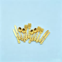 12Pcs 1:12 Scale Mini Dollhouse Cutlery Set, Metal Knife Fork Spoon, Kitchen Furniture Toy