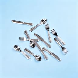 12Pcs 1:12 Scale Mini Dollhouse Cutlery Set, Metal Knife Fork Spoon, Kitchen Furniture Toy