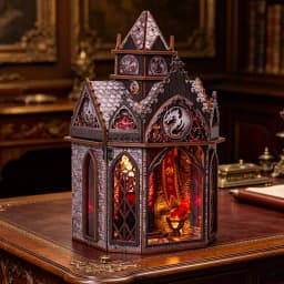 Zuuton Dark Gothic Dragon Sanctuary Book Nook DIY Wooden Miniature Castle Kit LED Light 3D Puzzle Bookshelf Decor Handmade Gifts