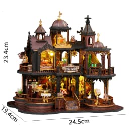 Zuuton Magic DIY Wooden Miniature Dollhouse Kit with LED Light 3D Puzzle Bookshelf Decor Creative Festival Gift for Book Lovers