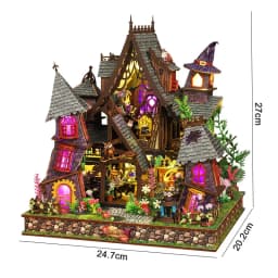 Zuuton Magic DIY Wooden Miniature Dollhouse Kit with LED Light 3D Puzzle Bookshelf Decor Creative Festival Gift for Book Lovers