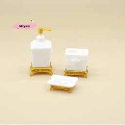 1/3Pcs Nordic Style Lotion Bottle & Soap Dish Mini Toothbrush Holder Model 1:12 Scale Dollhouse Miniature Bathroom Accessory Set