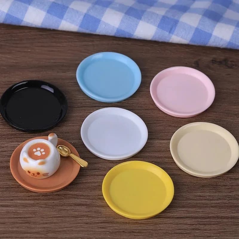 10pcs Mini Plates Dollhouse Small Dishes Model Creative Tableware Desktop DIY Simulation Resin Miniature Decoration Accessories