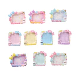 20pcs Mini Resin Photo Frame Plate Charms,Kawaii Bowknot Design,DIY Accessories for Dollhouse Decor,Hair Clips,Pretend Play