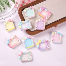 20pcs Mini Resin Photo Frame Plate Charms,Kawaii Bowknot Design,DIY Accessories for Dollhouse Decor,Hair Clips,Pretend Play