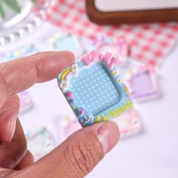 20pcs Mini Resin Photo Frame Plate Charms,Kawaii Bowknot Design,DIY Accessories for Dollhouse Decor,Hair Clips,Pretend Play