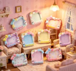 20pcs Mini Resin Photo Frame Plate Charms,Kawaii Bowknot Design,DIY Accessories for Dollhouse Decor,Hair Clips,Pretend Play