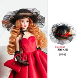 1/6 Xianxian Supermodel Doll Toys Hats Parts Fashion Dress-up Holiday-style Sun Hat Black Top Hat Retro Straw Hat For 30cm Dolls
