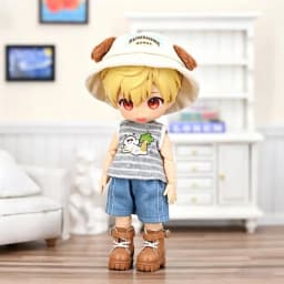 For Obitsu 11 Doll Striped Vest Denim Shorts Hat For OB11 Gsc Asi 2.0 1/12 Molly P9 P10 Body Doll Cloth NAGI Doll Outfit Clothes