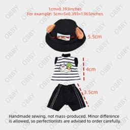 For Obitsu 11 Doll Striped Vest Denim Shorts Hat For OB11 Gsc Asi 2.0 1/12 Molly P9 P10 Body Doll Cloth NAGI Doll Outfit Clothes