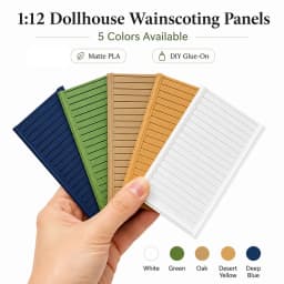 1:12 Dollhouse Wainscoting Panels Miniature Wall Decor, Matte PLA Glue-On Beadboard Trim, 5 Colors for DIY Dollhouse Rooms