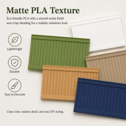 1:12 Dollhouse Wainscoting Panels Miniature Wall Decor, Matte PLA Glue-On Beadboard Trim, 5 Colors for DIY Dollhouse Rooms
