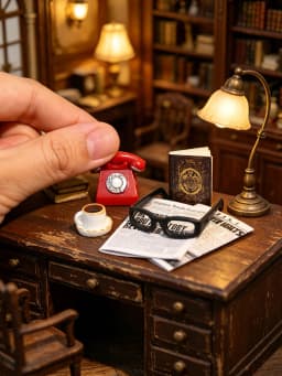A Miniature Vintage Desktop Ornament, Miniature Telephone, Miniature Glasses, 1/6, 1/12 Dollhouse Dollhouse Accessories, Dollhouse Decoration, Model House Accessories, Photography Props, Miniature Landscape Ornaments, Miniatures Decoration, Small Gifts, Giveaways, Home Decor Items