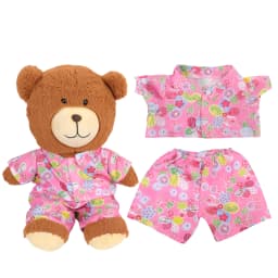 42cm Plush Bear Clothes Cartoon Print Shirt & Shorts Set, Casual Summer Outfit for 16-18 Inch Teddy Bear & Plush Dolls Toy Gift
