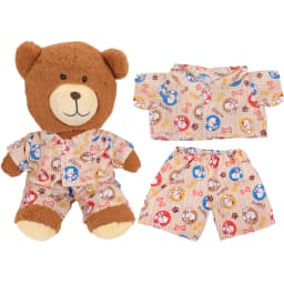 42cm Plush Bear Clothes Cartoon Print Shirt & Shorts Set, Casual Summer Outfit for 16-18 Inch Teddy Bear & Plush Dolls Toy Gift