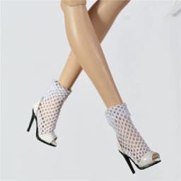 Doll Shoes Parts 1/6 Supermodel Doll Fashion Sexy Fishnet Boots Long/Short High Heels Fish Mouth Boots For FR2 Nu.face Xianxian