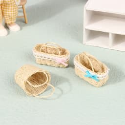 High Quality Mini Cute Dollhouse Rattan Frame Hand-woven Basket Cute Toys Dolls Miniature Decoration