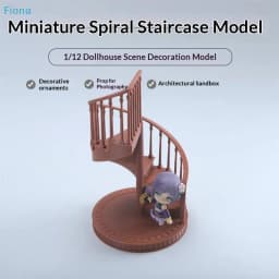 ✔1/12 Scale Miniature Spiral Staircase Model,Dollhouse Scene Deco,Prop for Photography,Dollhouse Furniture Accessory