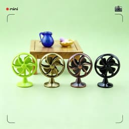 Miniature 1:12 Scale Dollhouse Electric Fan Retro Vintage Doll Fan Furniture Living Scene Iron Frame Mini Fan Model DIY