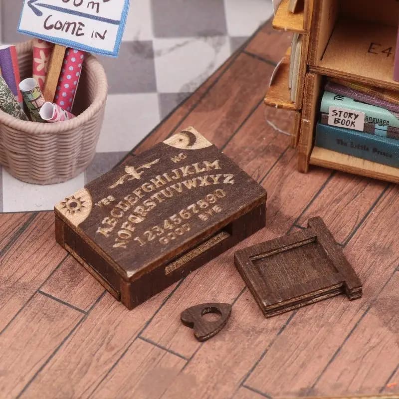 New Sale Dollhouse Miniature Retro Mini Wooden Ouija Board With Drawer Spirit Board Micro Landscape Scene Ornament Desktop Decor