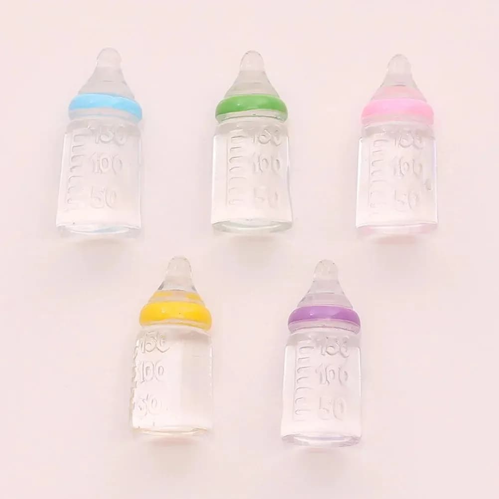 10Pcs 10*22mm Mini Milk Bottles, DIY Keychain Pendant & Dollhouse Accessories