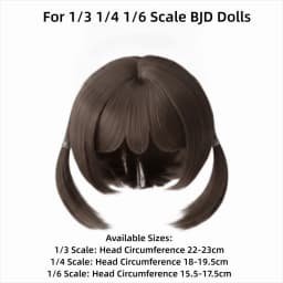 Dark Brown Bangs BJD Doll Bob Wig Straight Short Hair Cute Mushroom Bob Cut Synthetic Hair Wig Replacement Wig Doll Makeover