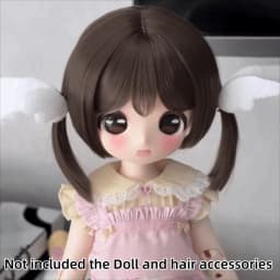 Dark Brown Bangs BJD Doll Bob Wig Straight Short Hair Cute Mushroom Bob Cut Synthetic Hair Wig Replacement Wig Doll Makeover