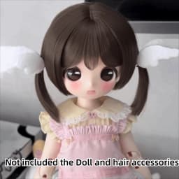 Dark Brown Bangs BJD Doll Bob Wig Straight Short Hair Cute Mushroom Bob Cut Synthetic Hair Wig Replacement Wig Doll Makeover